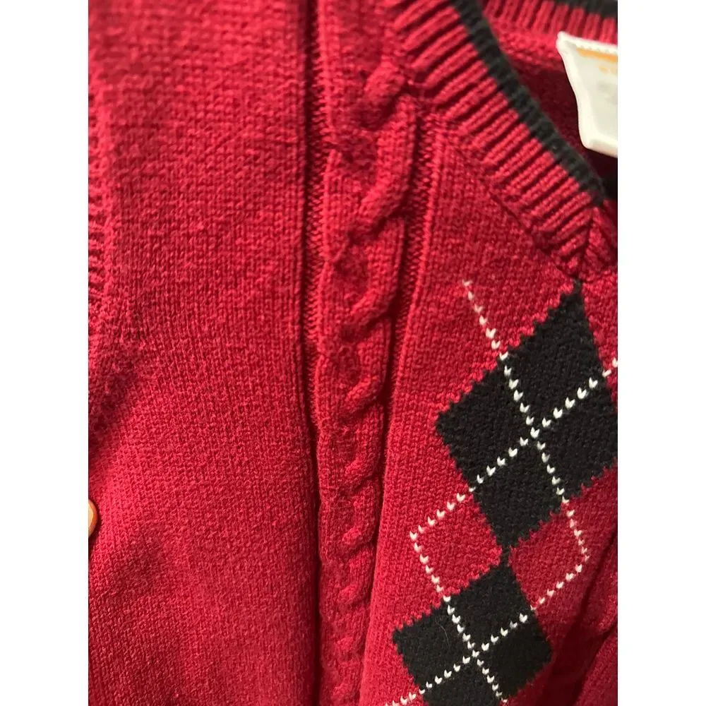 Boys Gymboree Sweater Vest V-Neck‎ Size Small 5-6 Red Black
